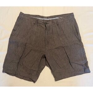 Joseph Abboud Mens 100% Linen Shorts gray Flat Front Size 38 Casual Summer
